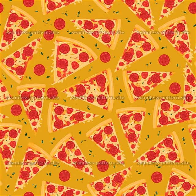 Seamless red and yellow pizza pattern for fun surface design — seamless tileable pattern