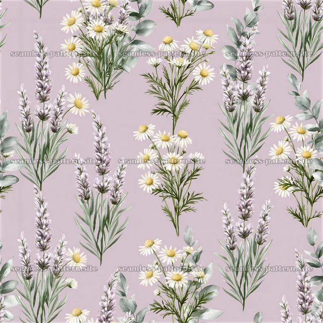 Seamless watercolor garden pattern with flowers and greenery — seamless tileable pattern