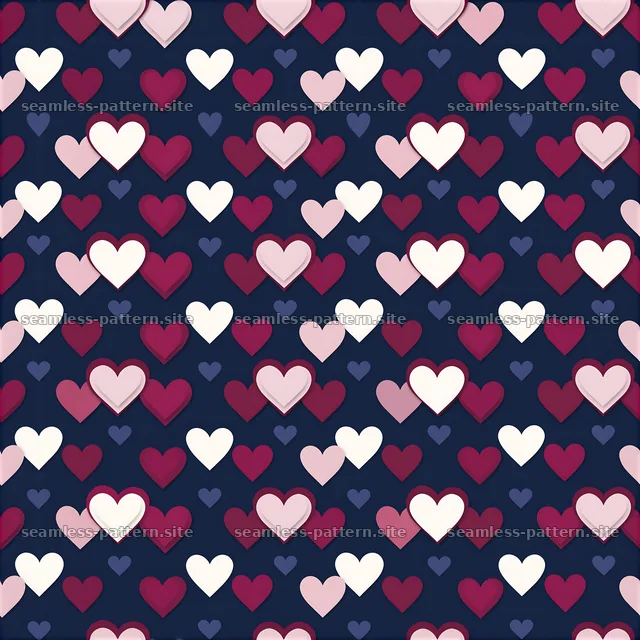 Colorful heart shapes in a seamless pattern on dark background — seamless tileable pattern