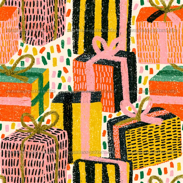 Colorful seamless pattern of gift boxes for celebrations — seamless tileable pattern