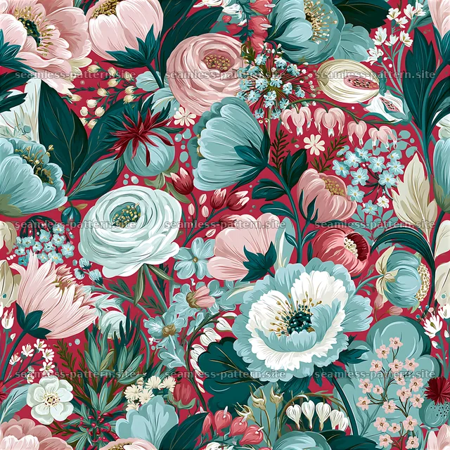 Colorful Wildflower Seamless Pattern with Botanical Blooms — seamless tileable pattern