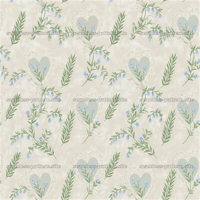 Seamless heart and lace floral pattern — seamless tileable pattern