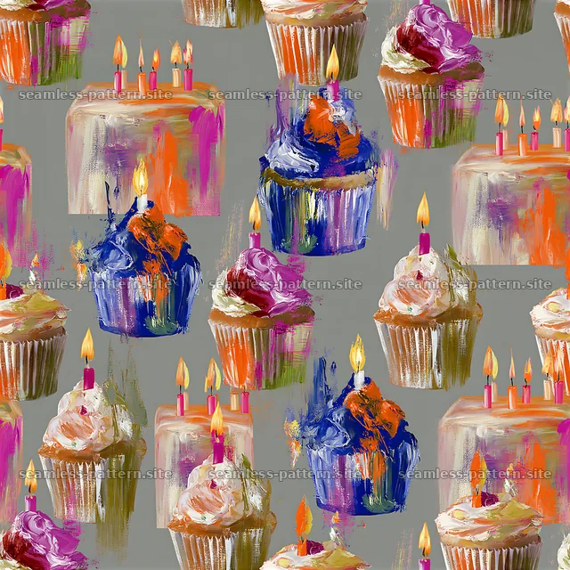 Colorful cake and cupcake seamless pattern for celebrations — seamless tileable pattern