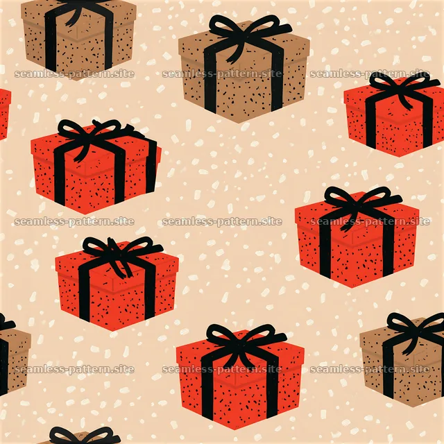 Seamless birthday gift boxes pattern with red and brown boxes — seamless tileable pattern
