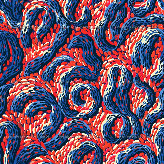 Funky Blue and Red Squiggle Seamless Pattern — seamless tileable pattern