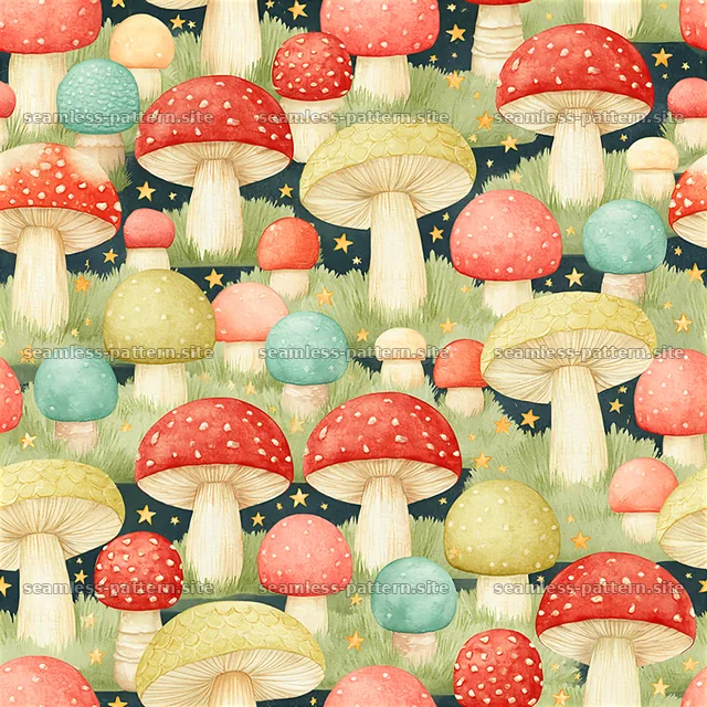 Mushroom design seamless pattern in bright colors — seamless tileable pattern