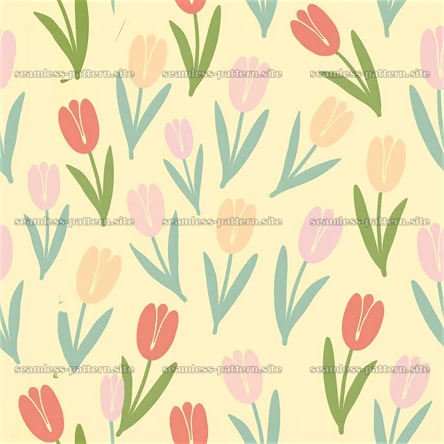 Colorful tulips on a light background for seamless pattern design — seamless tileable pattern