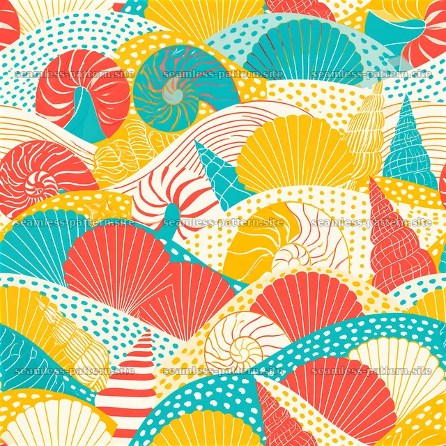 Cute Ocean Shells Seamless Pattern — seamless tileable pattern