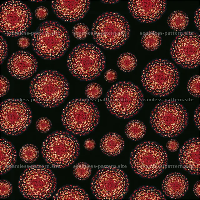 Colorful circular pattern on black background for creative projects — seamless tileable pattern