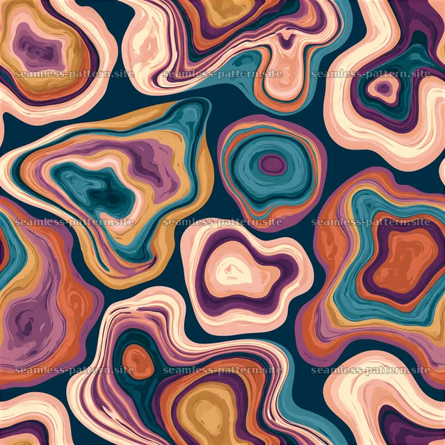 Colorful fluid forms seamless texture with layered swirling shapes — seamless tileable pattern