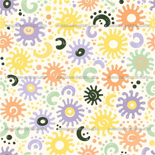 Funky Sun Motif Tileable Pattern — seamless tileable pattern
