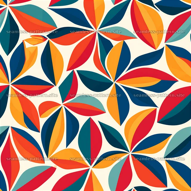Colorful wildflower seamless pattern with vibrant leaf shapes — seamless tileable pattern