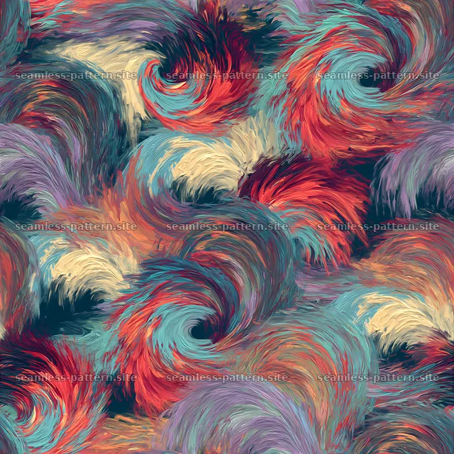 Colorful Painterly Waves Seamless Pattern — seamless tileable pattern