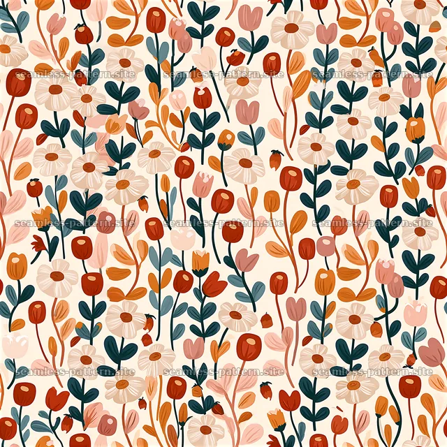 Colorful Retro Floral Seamless Pattern — seamless tileable pattern