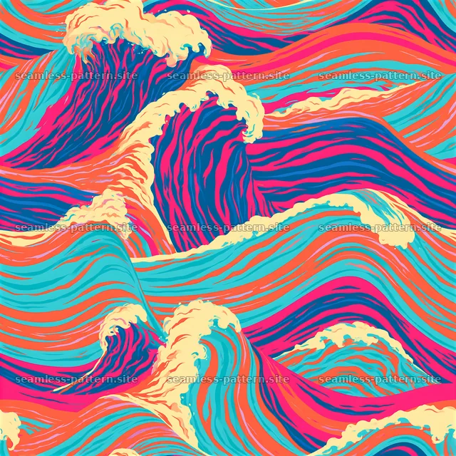 Colorful Ocean Waves Seamless Pattern — seamless tileable pattern