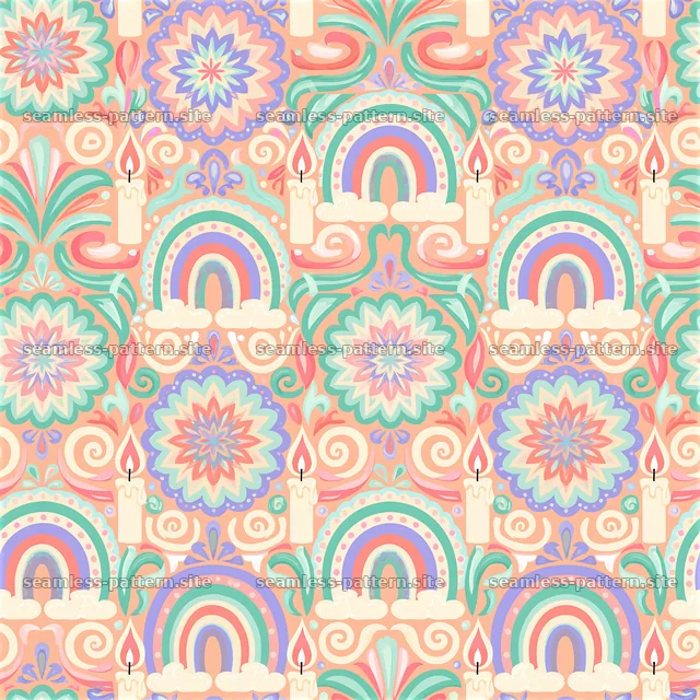 Birthday Rainbow Pastel Seamless Pattern — seamless tileable pattern