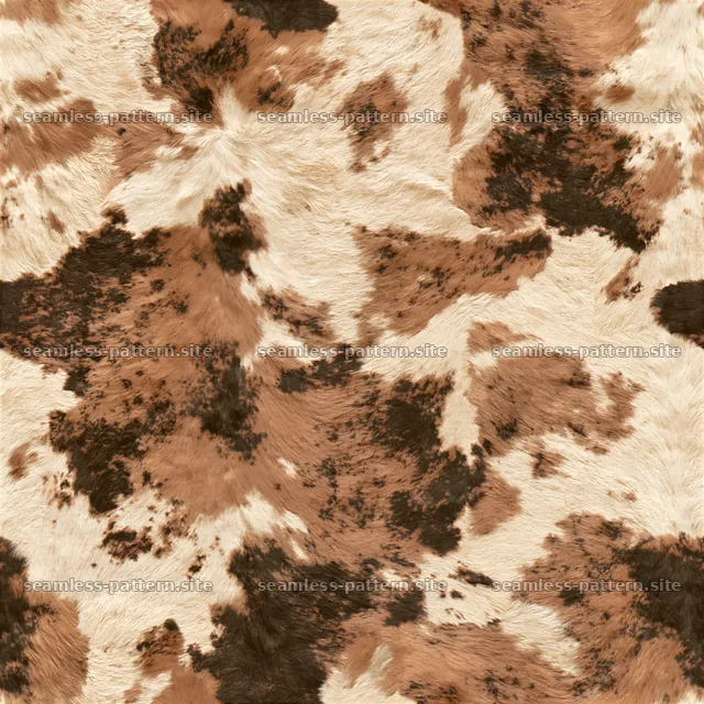 Seamless digital cowhide repeat pattern with brown and cream colors — seamless tileable pattern