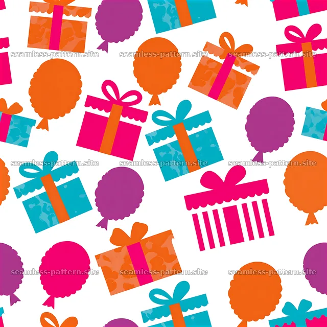 Colorful Gift Boxes and Balloon Icons Seamless Pattern — seamless tileable pattern