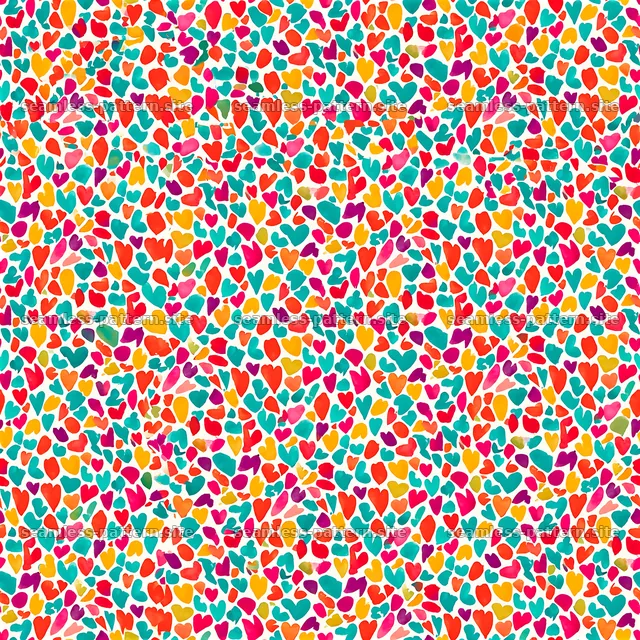 Colorful hearts in a seamless pattern design for creative projects — seamless tileable pattern