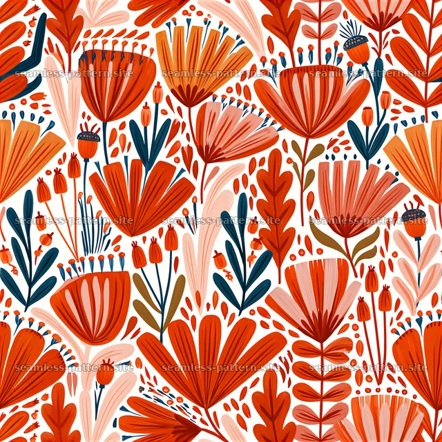 Colorful floral seamless pattern with vibrant shapes and designs — seamless tileable pattern