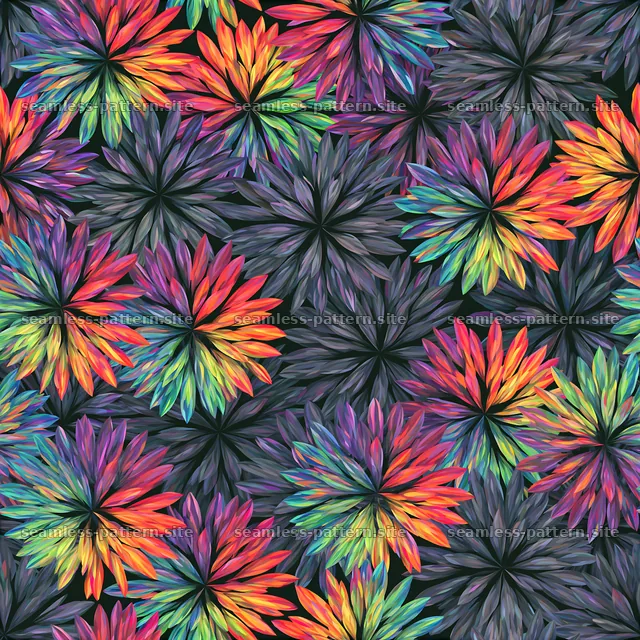 Vibrant rainbow petals create a colorful seamless design — seamless tileable pattern