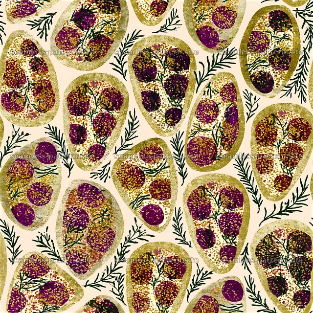 Colorful seamless pattern of pizza slices with herbs and toppings — seamless tileable pattern