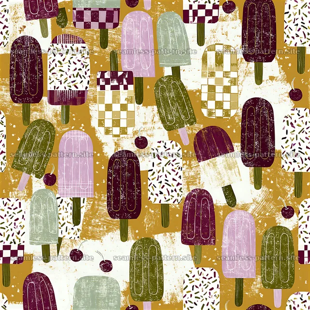 Colorful popsicle seamless pattern with various designs — seamless tileable pattern