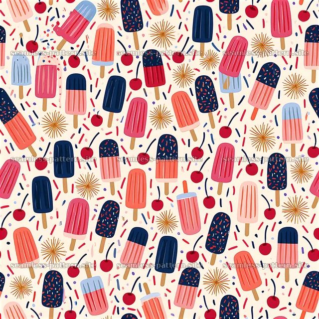 Colorful ice cream popsicle seamless pattern with sprinkles — seamless tileable pattern