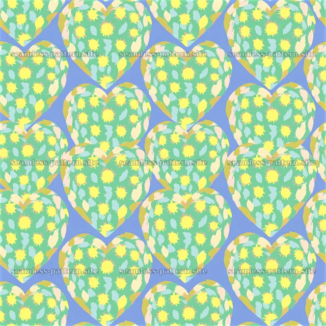 Floral Heart Seamless Pattern in Pastel Colors — seamless tileable pattern