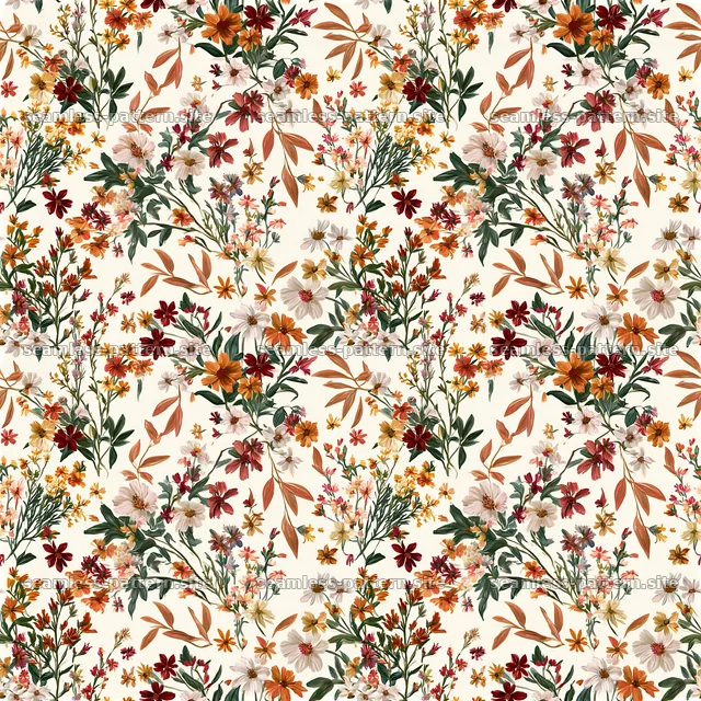 Vivid desert blooms seamless pattern with flowers and leaves — seamless tileable pattern