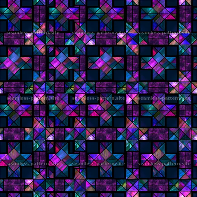 Stained Glass Geometric Cross Pattern in Jewel Tones — seamless tileable pattern