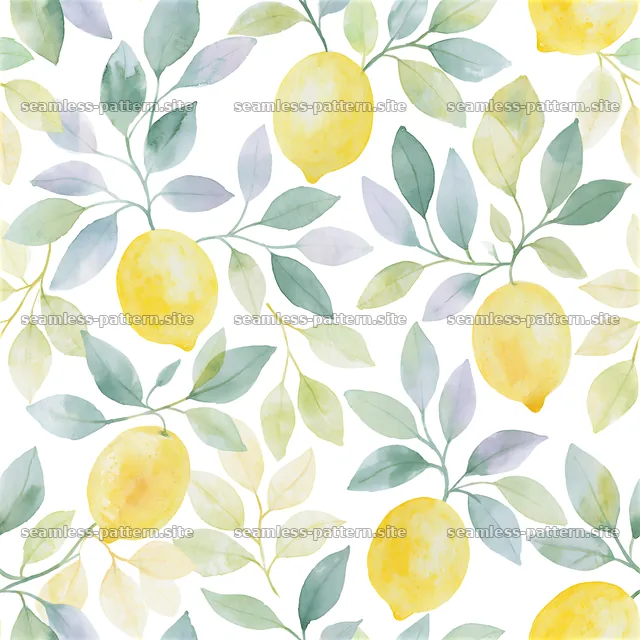 Colorful lemons and leaves seamless pattern for design projects — seamless tileable pattern