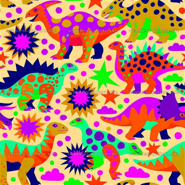Colorful dinosaurs seamless pattern for kids’ designs — seamless tileable pattern