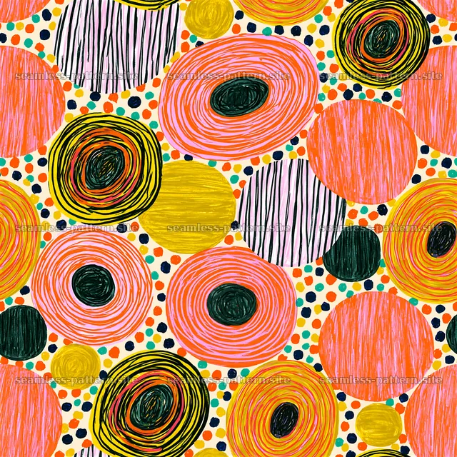 Funky Polka Dots Seamless Pattern with Colorful Abstract Circles — seamless tileable pattern