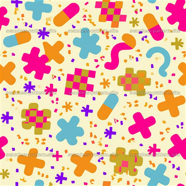 Funky shapes on a colorful textile seamless pattern — seamless tileable pattern