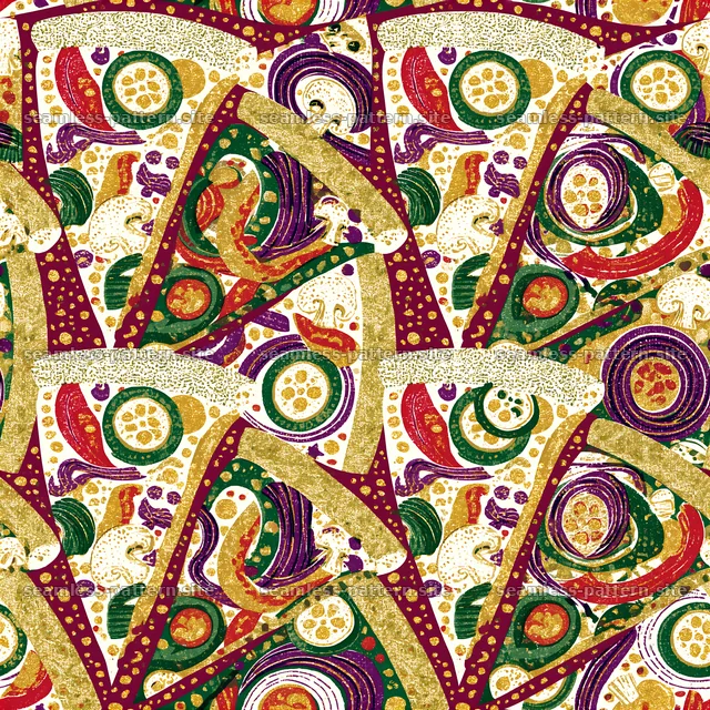 Colorful Vegetable Pizza Seamless Pattern — seamless tileable pattern