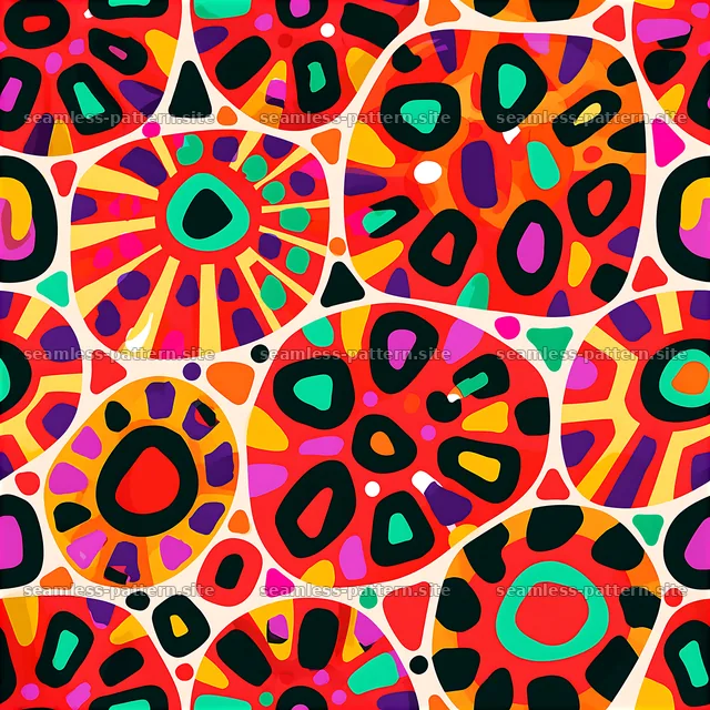 Colorful abstract seamless pattern with shapes and bold colors — seamless tileable pattern