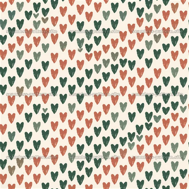 Colorful seamless heart pattern in minimalist design — seamless tileable pattern