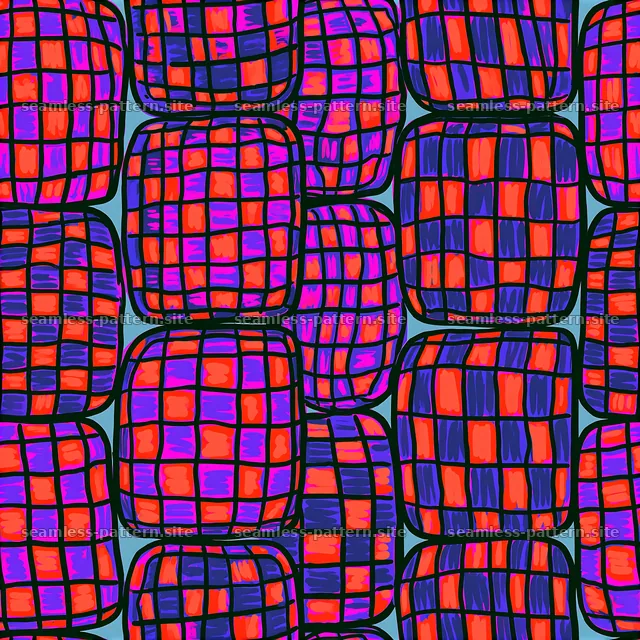 Funky Checker Tileable Pattern with Colorful Grid Blocks — seamless tileable pattern