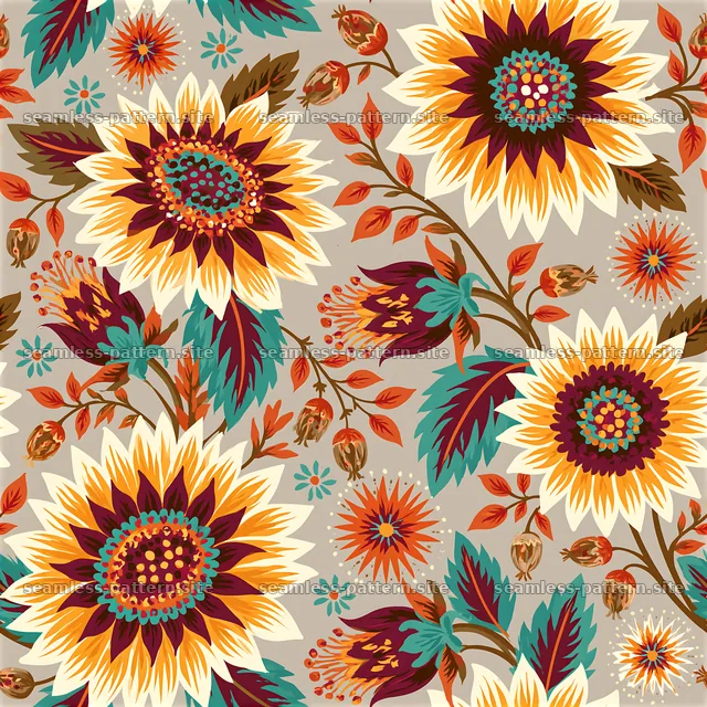 Colorful folk art floral seamless pattern — seamless tileable pattern