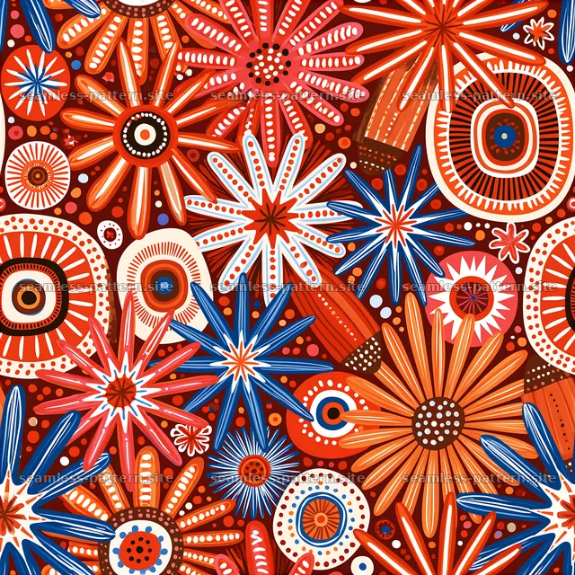 Colorful Star Seamless Pattern with Floral Geometric Motifs — seamless tileable pattern