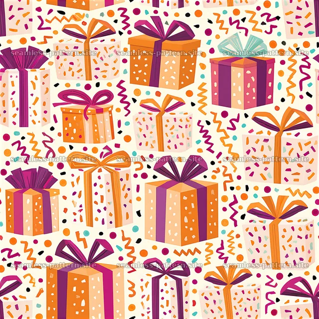 Colorful birthday present and ribbon seamless pattern — seamless tileable pattern