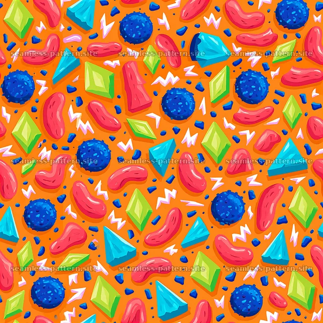 Funky Memphis seamless pattern with colorful abstract shapes — seamless tileable pattern