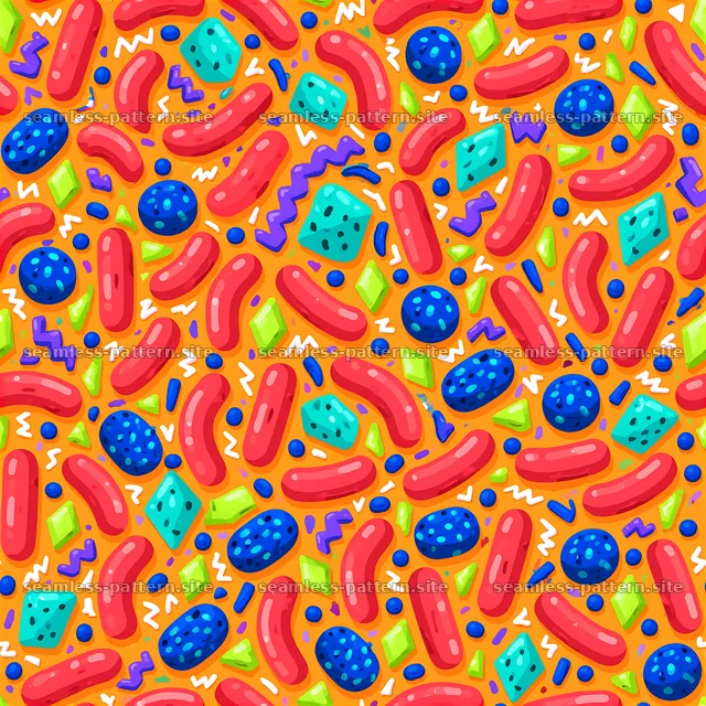 Colorful abstract Memphis-style seamless pattern — seamless tileable pattern
