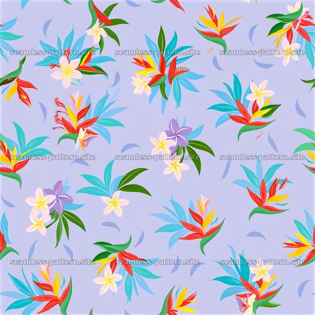 Tropical flower tileable pattern in a seamless design for diverse uses — seamless tileable pattern