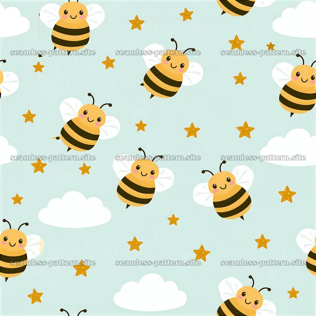Adorable Bee Seamless Pattern for Kids — seamless tileable pattern