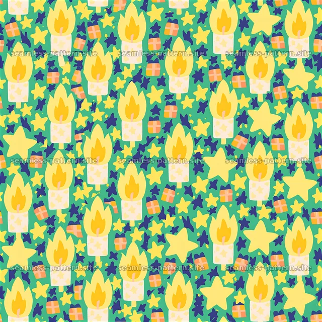 Bright birthday candle and star seamless pattern design — seamless tileable pattern