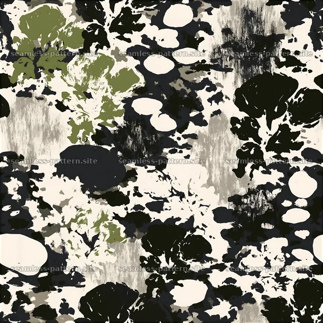 Seamless hand-painted camouflage pattern with organic shapes — seamless tileable pattern