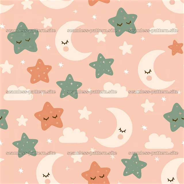 Cute star and moon design in a playful seamless pattern — seamless tileable pattern