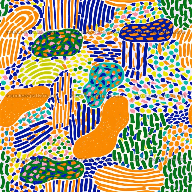 Funky Confetti Seamless Pattern with Colorful Abstract Shapes — seamless tileable pattern